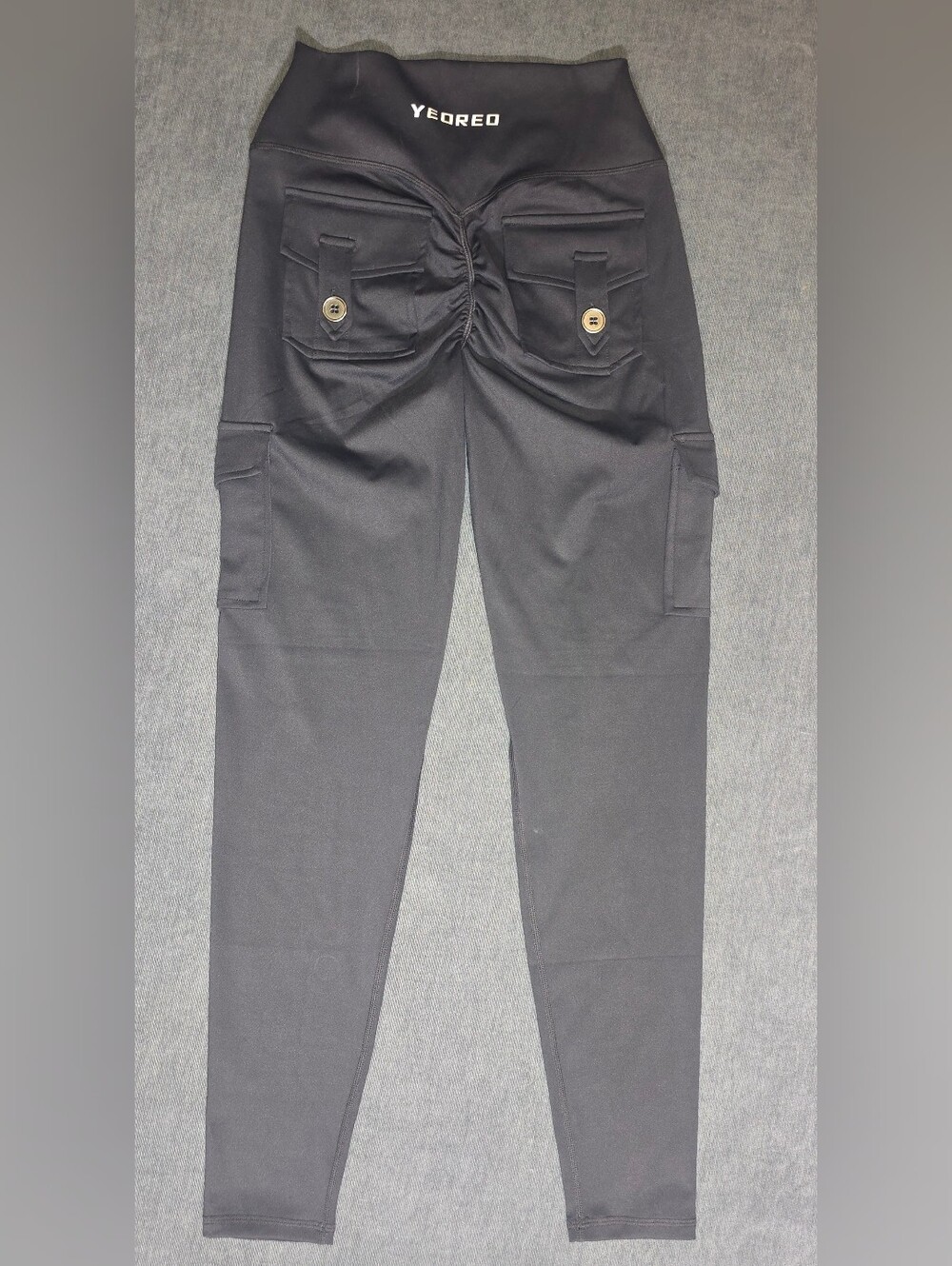 YEOREO CoreFlex High Waisted Scrunch Butt Cargo Leggings Black M